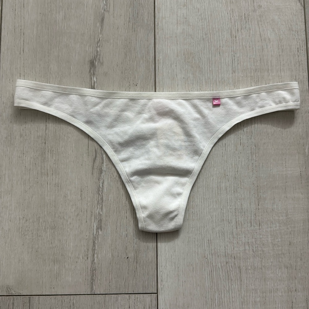 Pink Victoria’s Secret white thong Size Small
